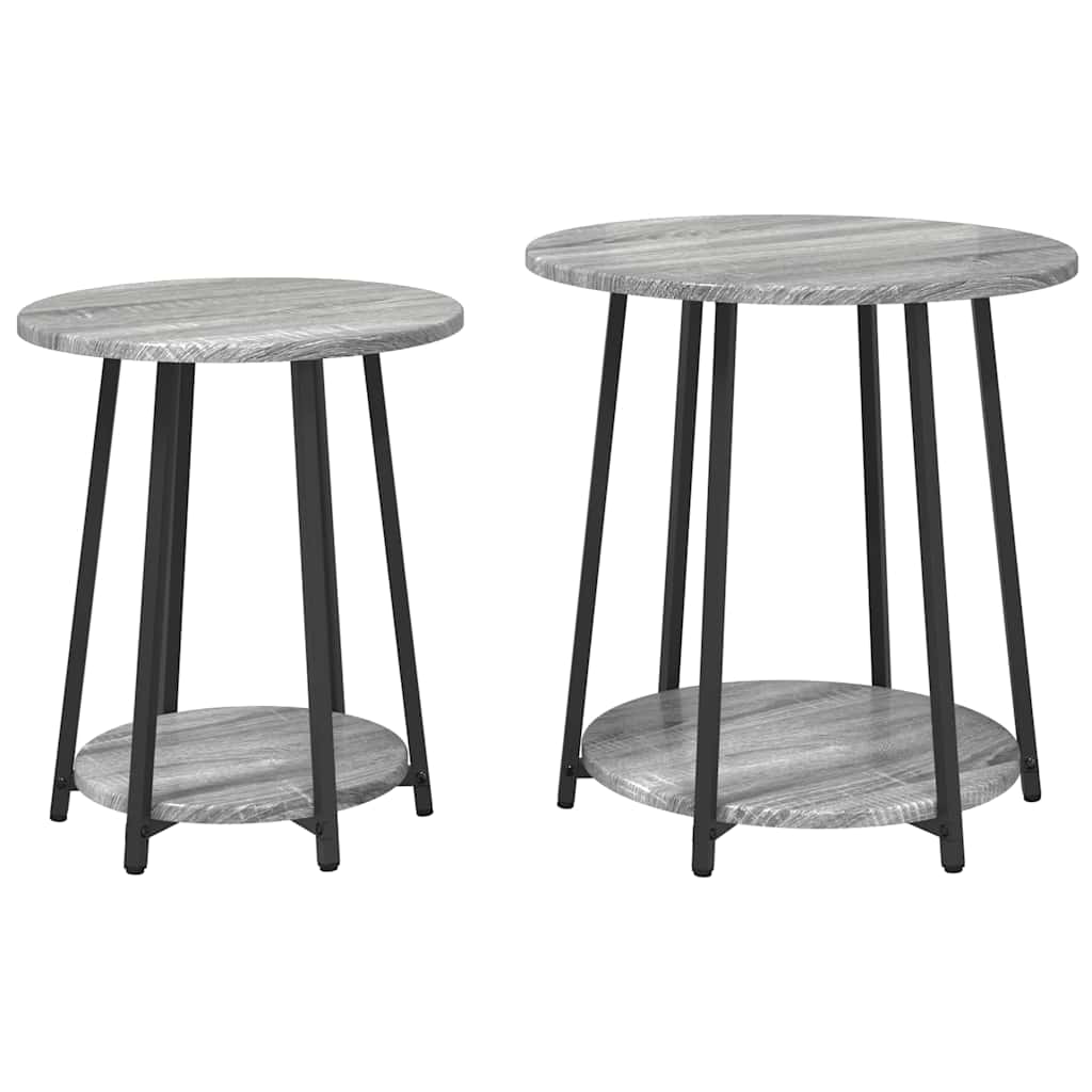 vidaXL Side Table Set 2 pcs Grey Sonoma and Black 50 x 50 x 51 cm 2