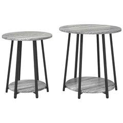 vidaXL Side Table Set 2 pcs Grey Sonoma and Black 50 x 50 x 51 cm 2