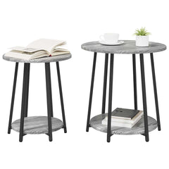 vidaXL Side Table Set 2 pcs Grey Sonoma and Black 50 x 50 x 51 cm 3