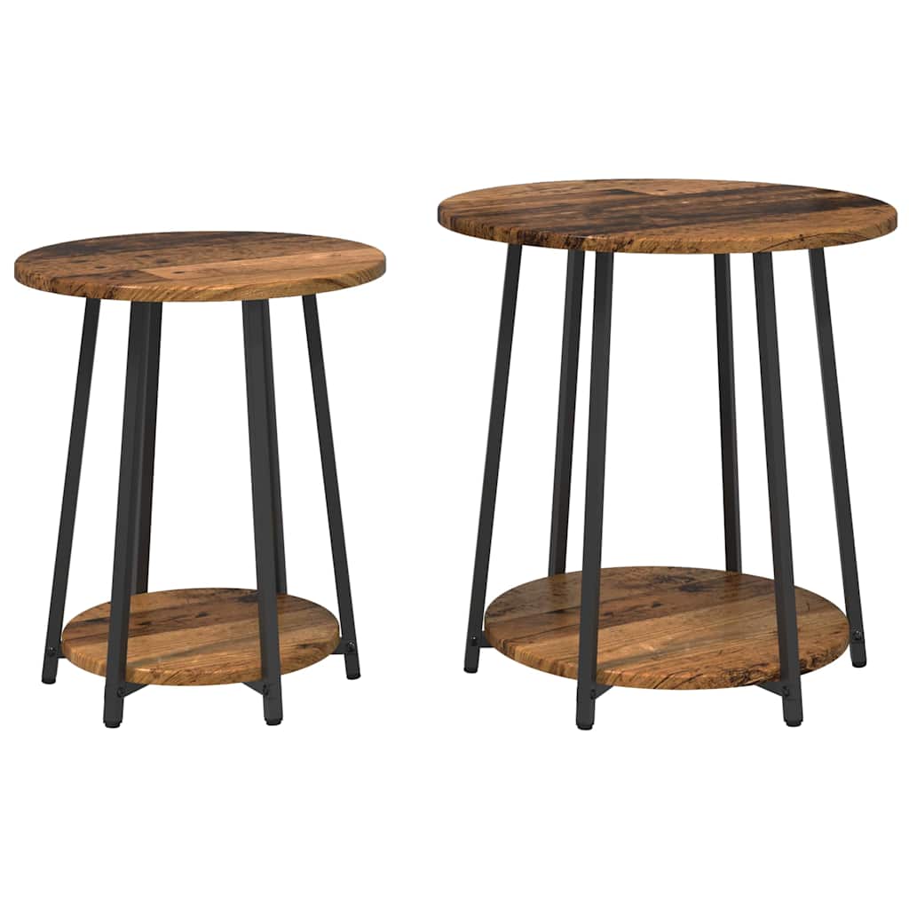 vidaXL Side Table Set 2 pcs Old Wood and Black 50 x 50 x 51 cm 2
