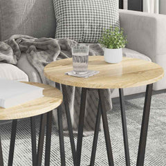 vidaXL Side Table Set 2 pcs Sonoma Oak and Black 50 x 50 x 50.5 cm 4