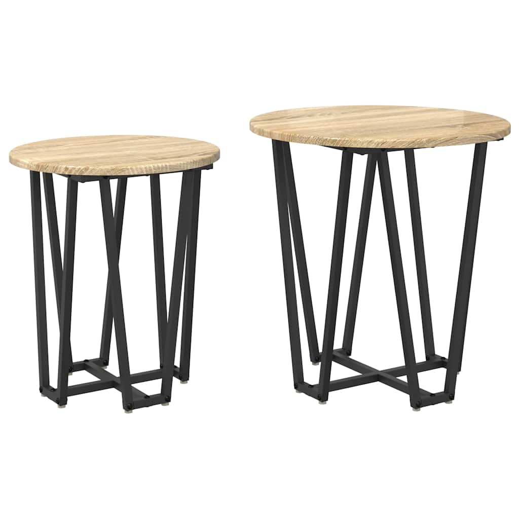 vidaXL Side Table Set 2 pcs Sonoma Oak and Black 50 x 50 x 50.5 cm 2