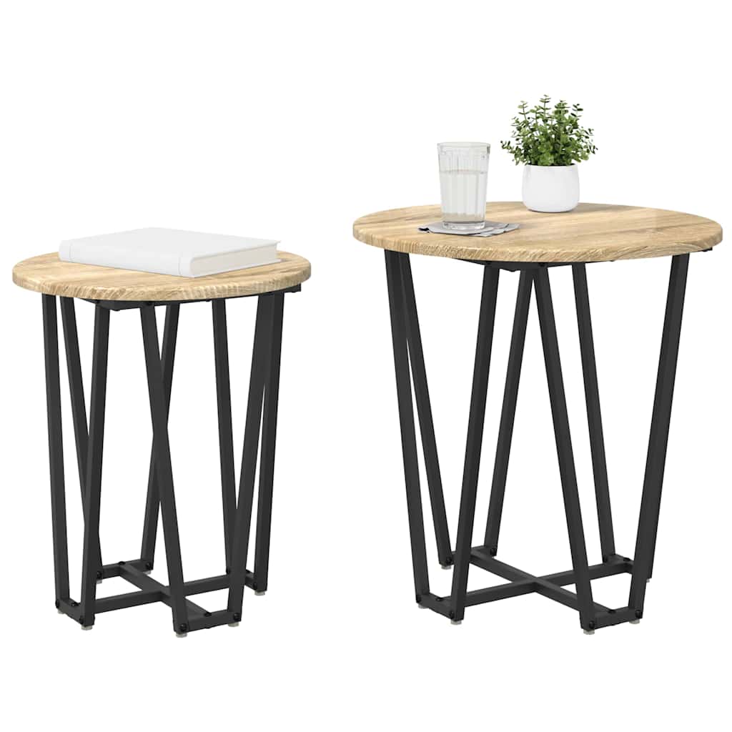 vidaXL Side Table Set 2 pcs Sonoma Oak and Black 50 x 50 x 50.5 cm 3