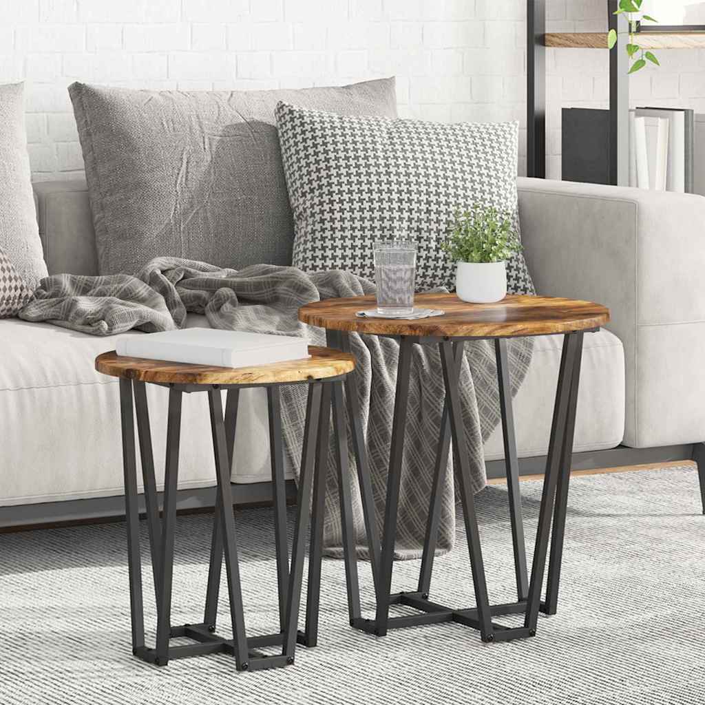 vidaXL Side Table Set 2 pcs Smoked Oak and Black 50 x 50 x 50.5 cm 1