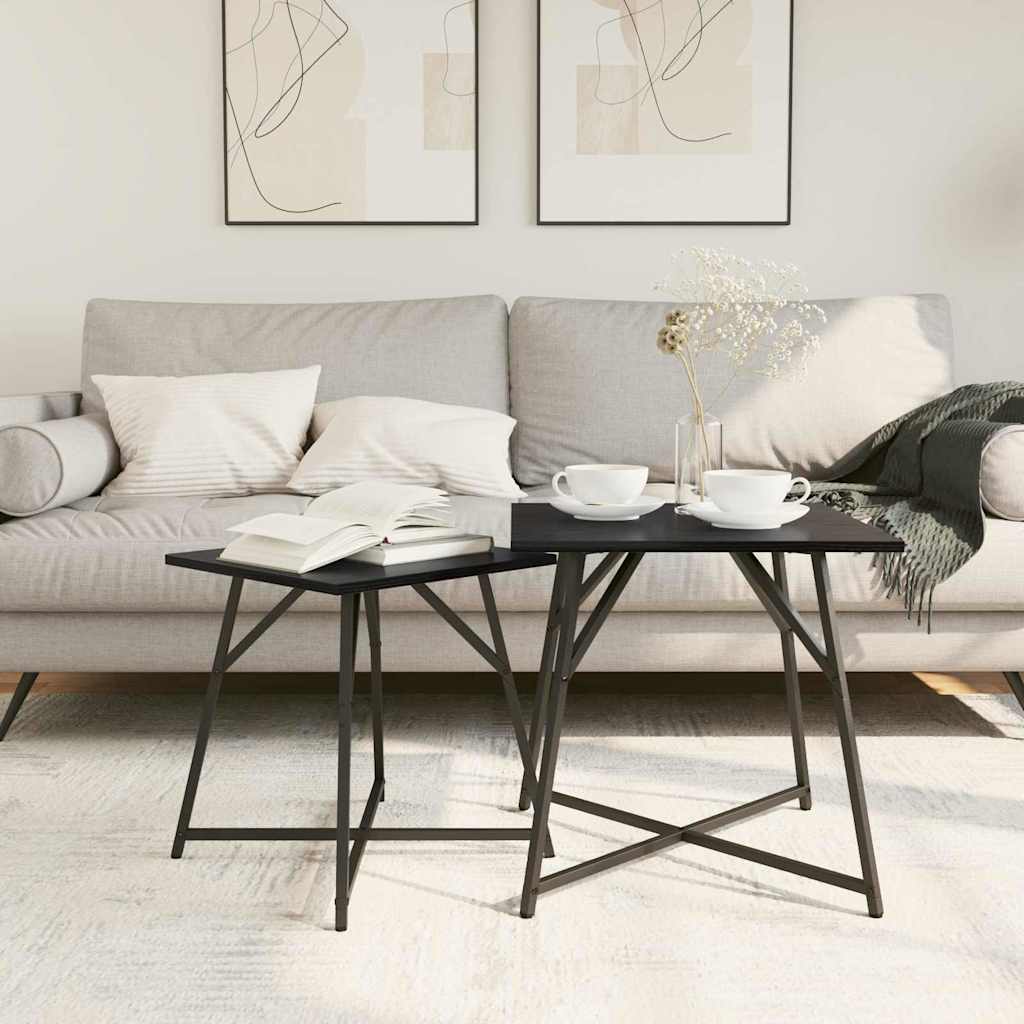 vidaXL Side Table Set 2 pcs Black Oak 50 x 50 x 50 cm 4