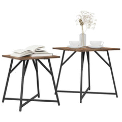 vidaXL Side Table Set 2 pcs Smoked Oak and Black 50 x 50 x 50 cm 3