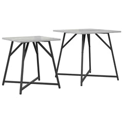vidaXL Side Table Set 2 pcs Grey Sonoma and Black 50 x 50 x 50 cm 2