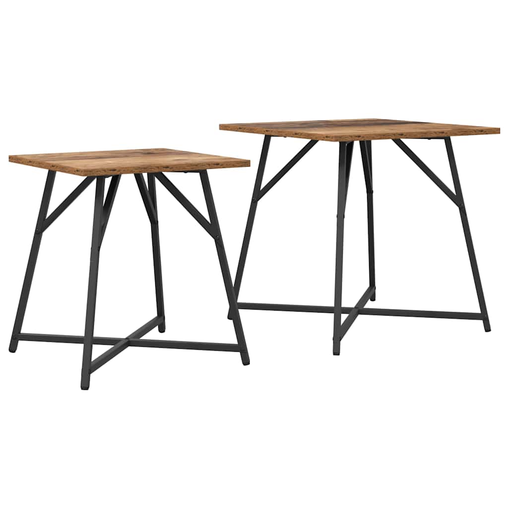 vidaXL Side Table Set 2 pcs Old Wood and Black 50 x 50 x 50 cm 2