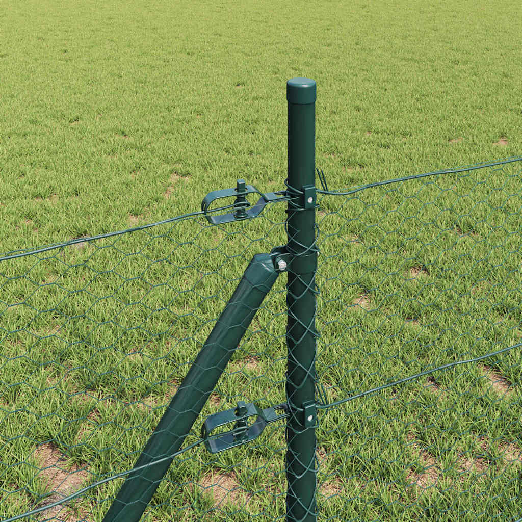 vidaXL Hexagonal Fence Ground Fix 10 x 0.4 m PVC-Coated Steel Green 4