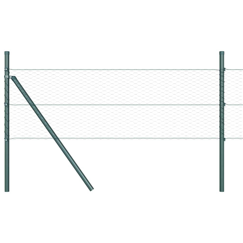 vidaXL Hexagonal Fence Ground Fix 10 x 0.4 m PVC-Coated Steel Green 2