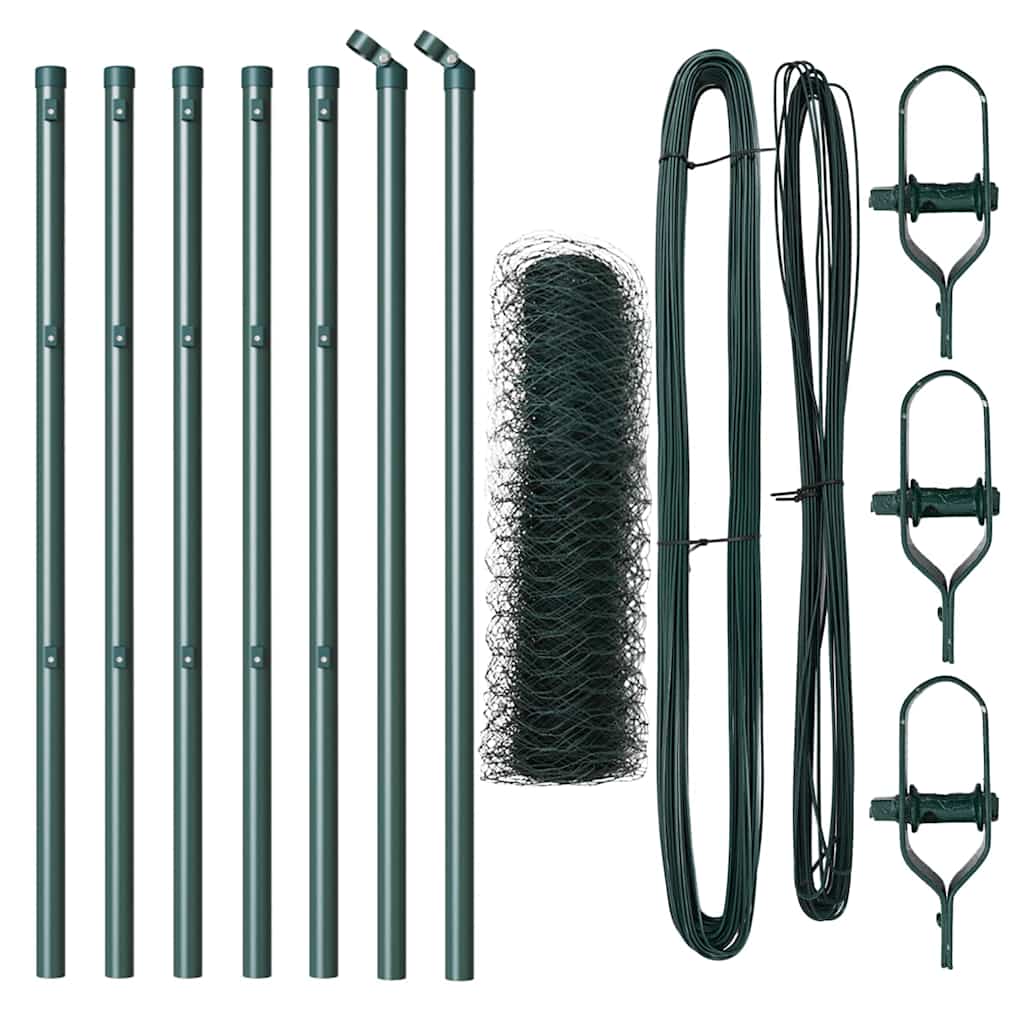 vidaXL Hexagonal Fence Ground Fix 10 x 0.4 m PVC-Coated Steel Green 2