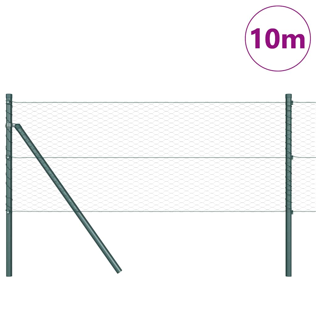 vidaXL Hexagonal Fence Ground Fix 10 x 0.6 m PVC-Coated Steel Green 3