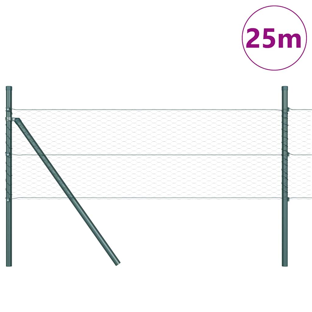 vidaXL Hexagonal Fence Ground Fix 25 x 0.5 m PVC-Coated Steel Mesh 3