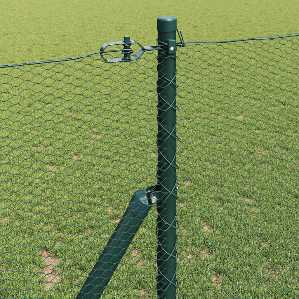 Hexagonal Fence Ground Fix 25 x 0.4 m PVC-Coated Steel mesh Size 13 mm mesh Green 1.2 m