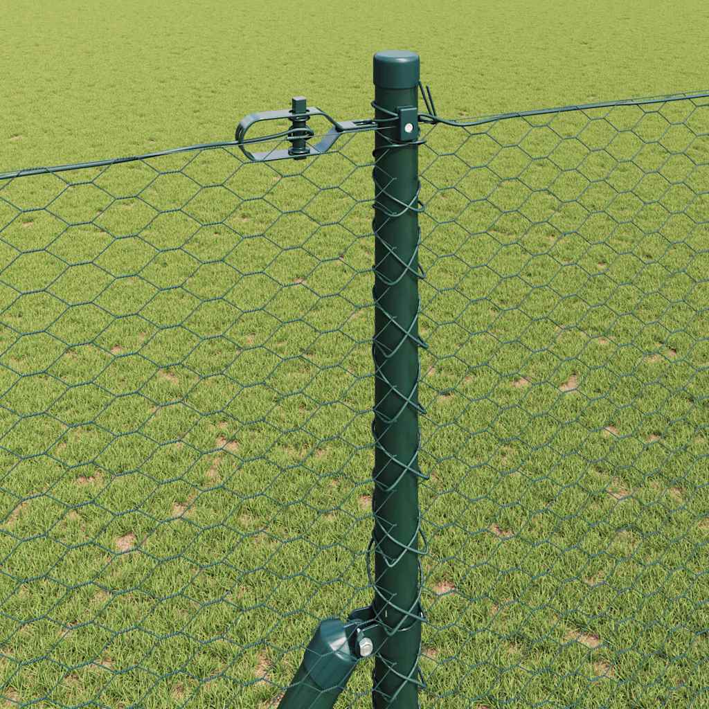 Hexagonal Fence Ground Fix 25 x 0.4 m PVC-Coated Steel mesh Size 25 mm mesh Green 1.5 m
