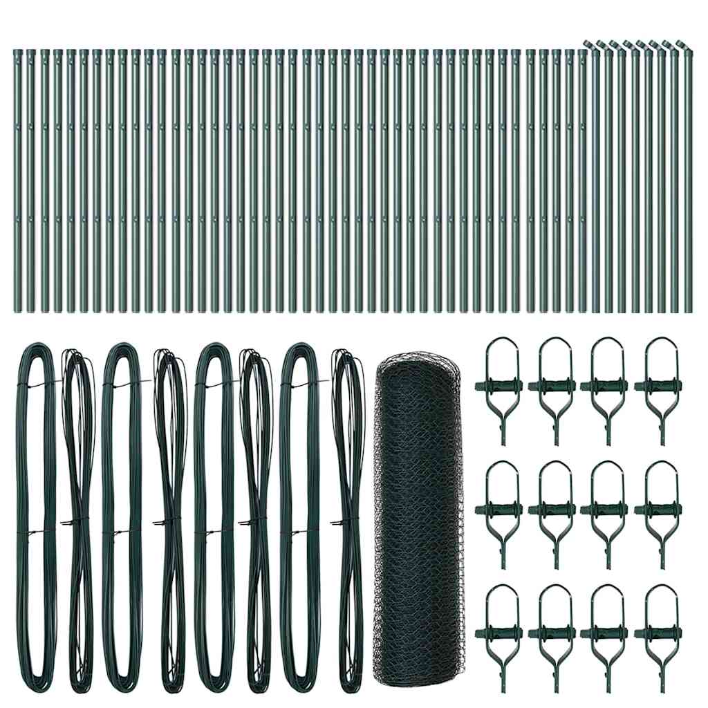 Hexagonal Fence Ground Fix 100 x 1 m PVC-Coated Steel Green mesh Size 13 mm mesh 0.6 m