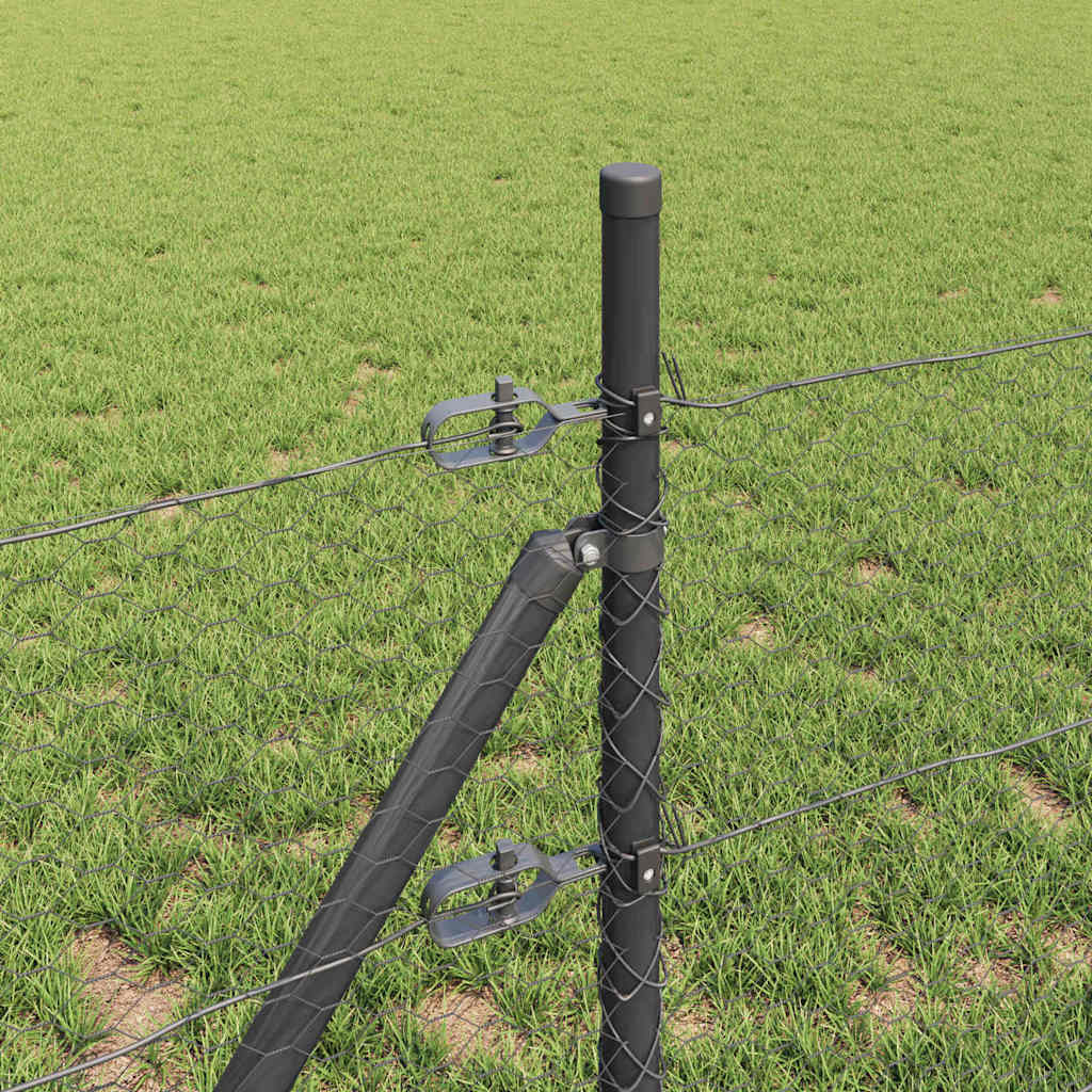vidaXL Hexagonal Fence Ground Fix 10 x 0.5 m PVC-Coated Steel Grey 4