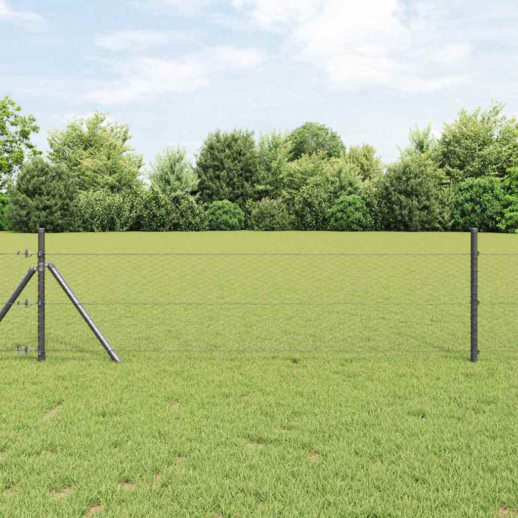 vidaXL Hexagonal Fence Ground Fix 10 x 0.5 m PVC-Coated Steel Grey 1