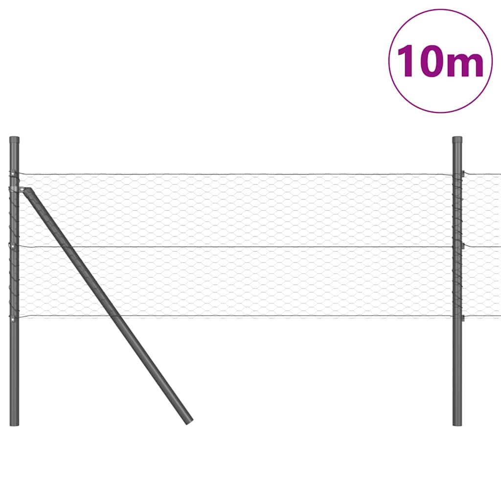 vidaXL Hexagonal Fence Ground Fix 10 x 0.5 m PVC-Coated Steel Grey 3
