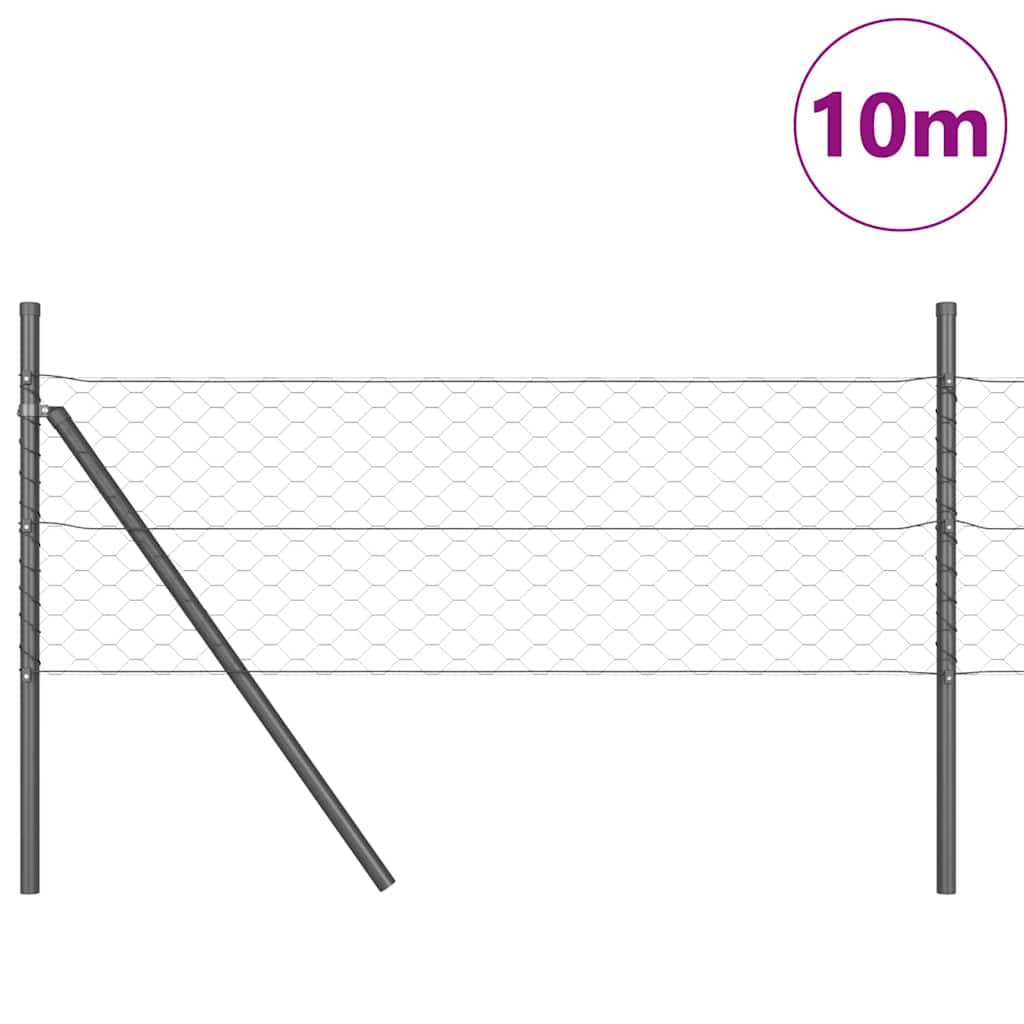 vidaXL Hexagonal Fence Ground Fix 10 x 0.5 m PVC-Coated Steel Grey 3