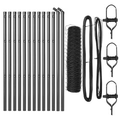 vidaXL Hexagonal Fence Ground Fix 25 x 0.8 m PVC-Coated Steel Grey 2