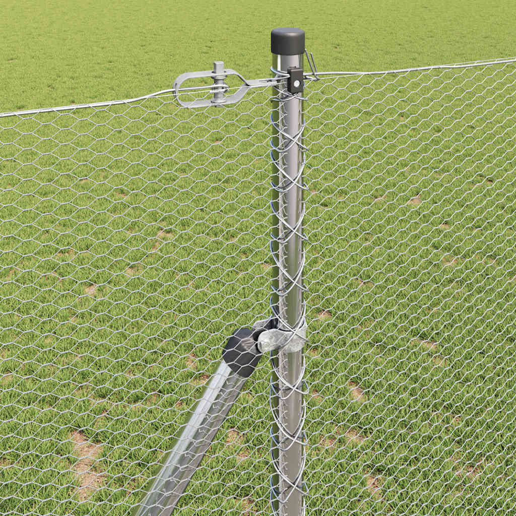 vidaXL Hexagonal Fence Ground Fix 10 x 1 m Galvanised Steel Silver 4