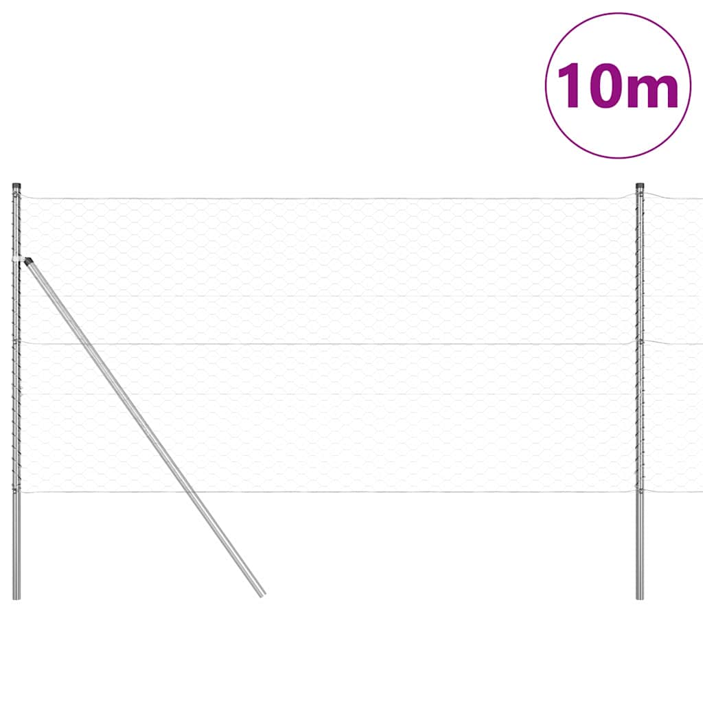 vidaXL Hexagonal Fence Ground Fix 10 x 1 m Galvanised Steel Silver 3