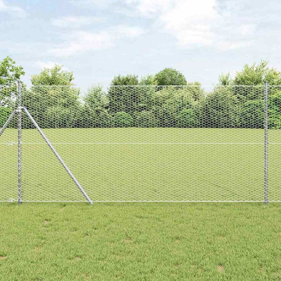 Hexagonal Fence Ground Fix Galvanised Steel Silver