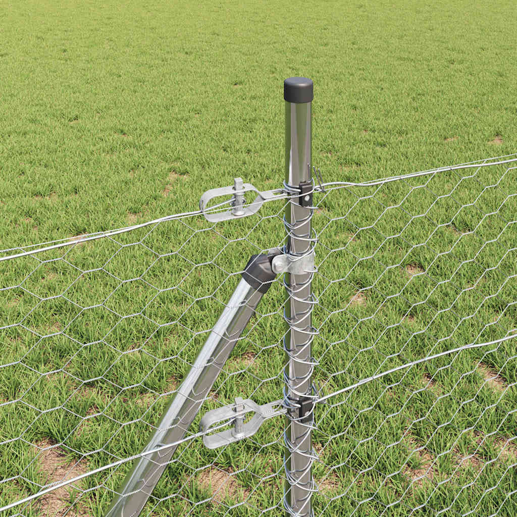 vidaXL Hexagonal Fence Ground Fix 25 x 0.4 m Galvanised Steel Silver 4