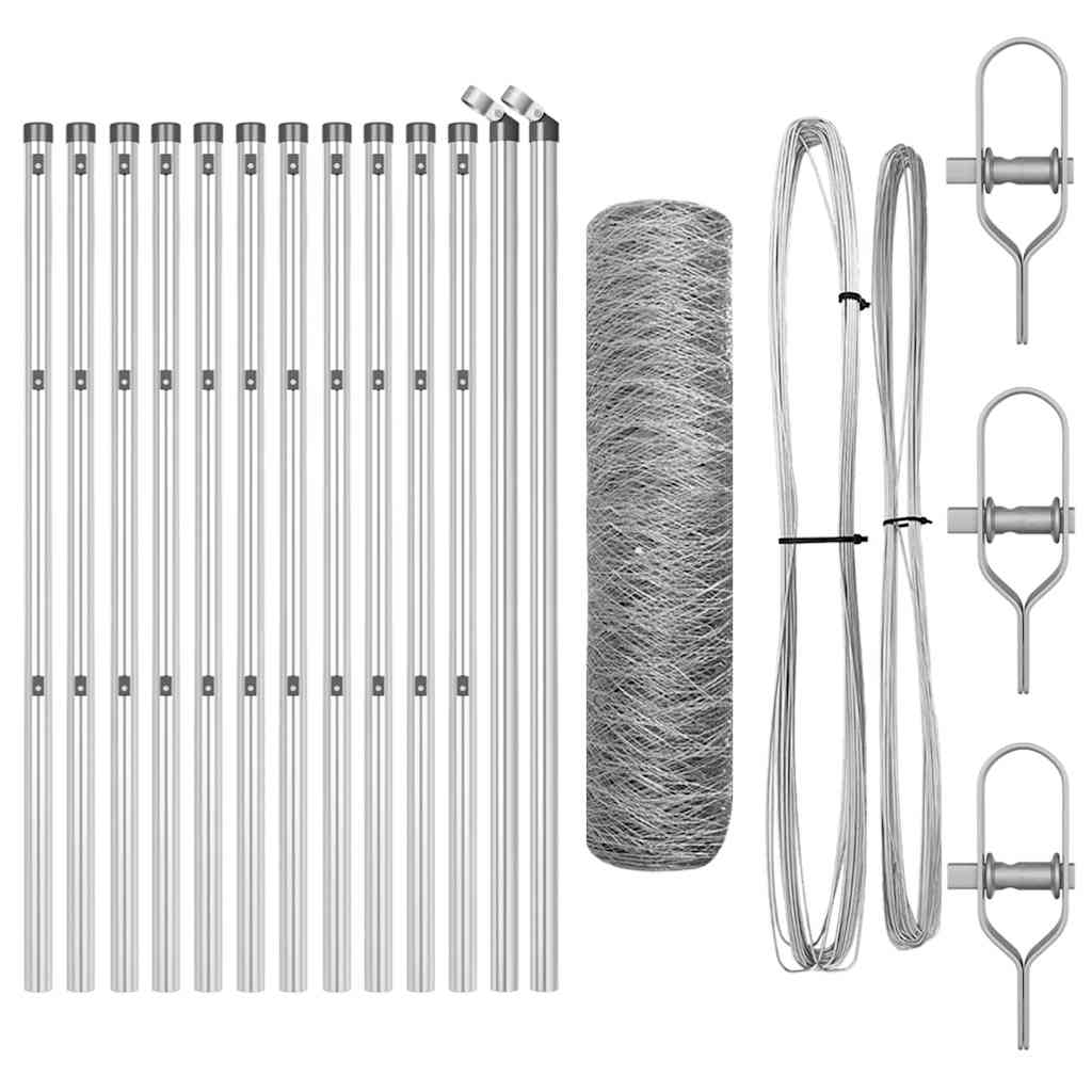 vidaXL Hexagonal Fence Ground Fix 25 x 0.4 m Galvanised Steel Silver 2