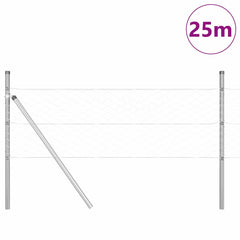 vidaXL Hexagonal Fence Ground Fix 25 x 0.4 m Galvanised Steel Silver 3