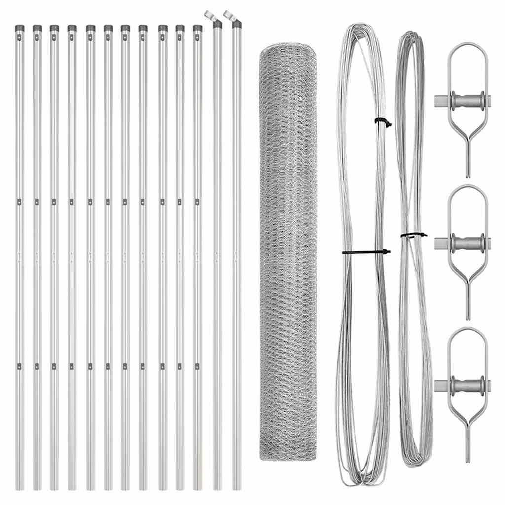 vidaXL Hexagonal Fence Ground Fix 25 x 1 m Galvanised Steel Silver 2