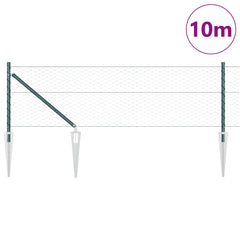 vidaXL Hexagonal Fence with Post 10 x 0.8 m PVC-Coated Steel Green 3