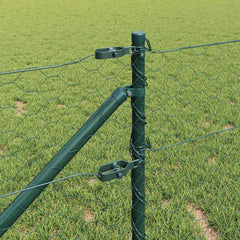 vidaXL Hexagonal Fence with Post 10 x 0.8 m PVC-Coated Steel Green 4