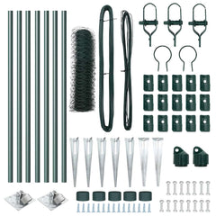 vidaXL Hexagonal Fence with Post 10 x 0.8 m PVC-Coated Steel Green 5