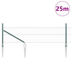Hexagonal Fence with Post 25 x 1 m PVC-Coated Steel Mesh mesh Size 36 mm mesh Forest Green 0.5 m