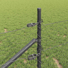 vidaXL Hexagonal Fence with Post 10 x 0.8 m PVC-Coated Steel Grey Mesh 4