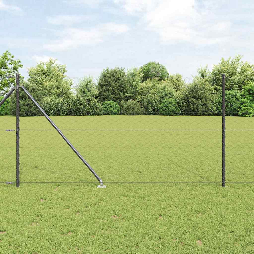 Hexagonal Fence with Post 10 x 1 m PVC-Coated Steel Mesh Grey mesh Size 50 mm mesh 1 m