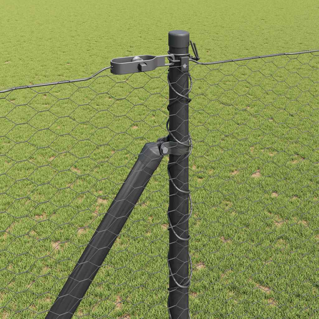 Hexagonal Fence with Post 10 x 1 m PVC-Coated Steel Mesh Grey mesh Size 25 mm mesh 1.5 m