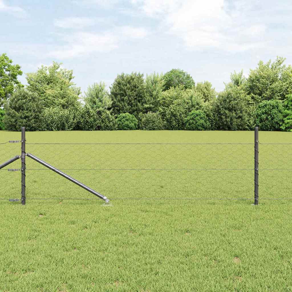 Hexagonal Fence Post PVC-Coated Steel Mesh Size Grey