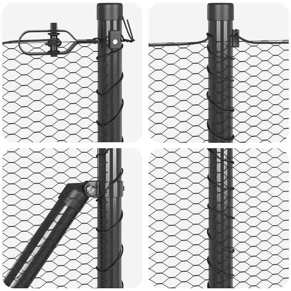 Hexagonal Fence with Post 100 x 0.4 m PVC-Coated Steel Grey mesh Size 13 mm mesh 0.6 m