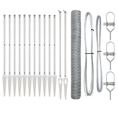 Hexagonal Fence with Post 10 x 0.4 m Silver Galvanised Steel mesh Size 50 mm mesh 1.4 m
