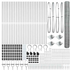 Hexagonal Fence with Post 50 x 0.4 m Silver Galvanised Steel mesh Size 36 mm mesh 1.4 m