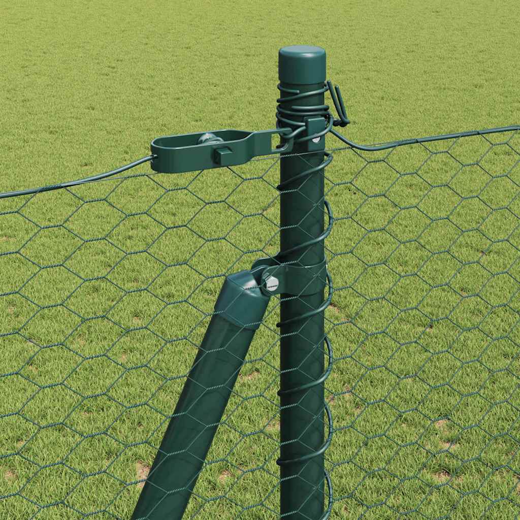 vidaXL Hexagonal Fence with Concrete Base 10 x 1.4 m PVC-Coated Steel 5