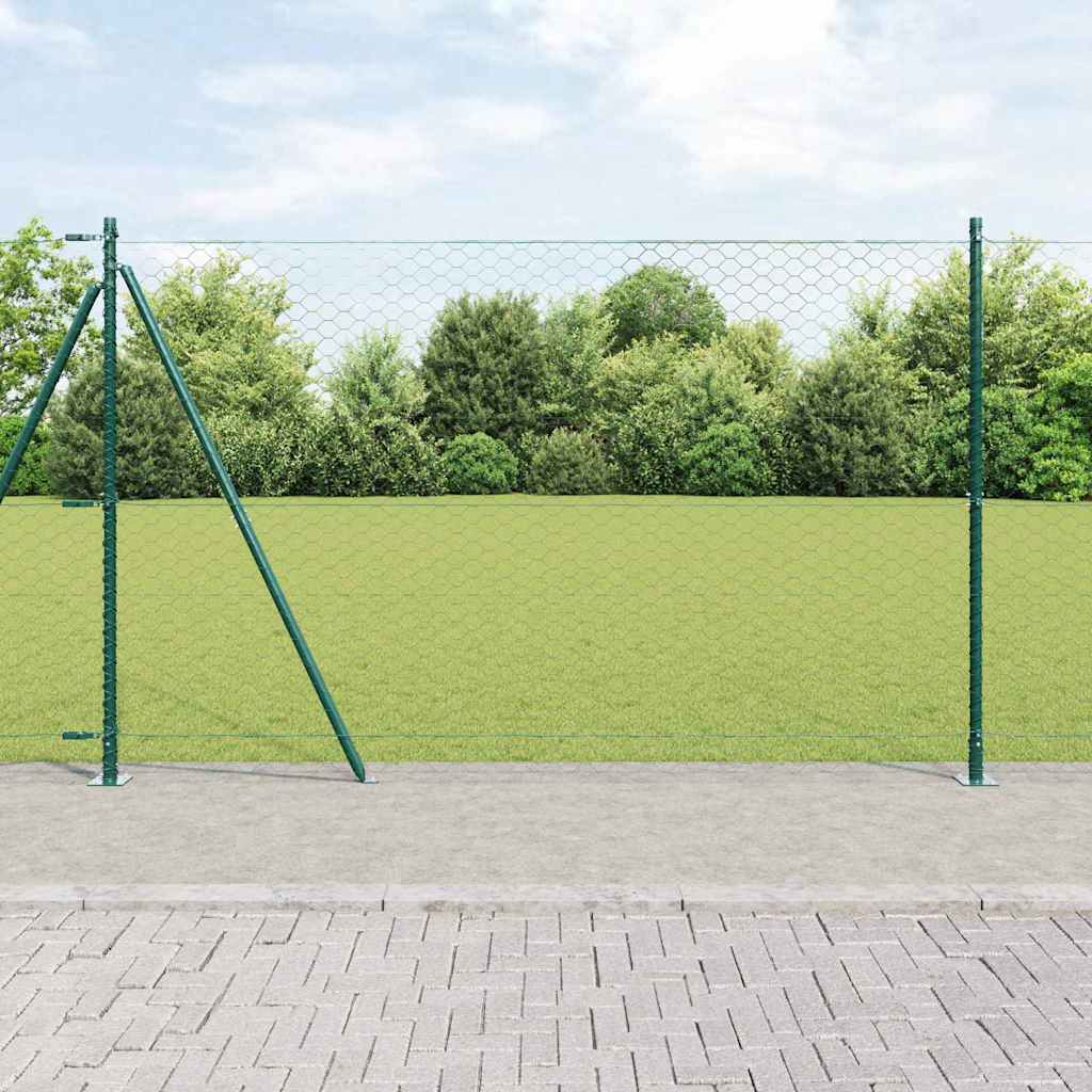 Hexagonal Fence Concrete Base PVC-Coated Steel Green Mesh size