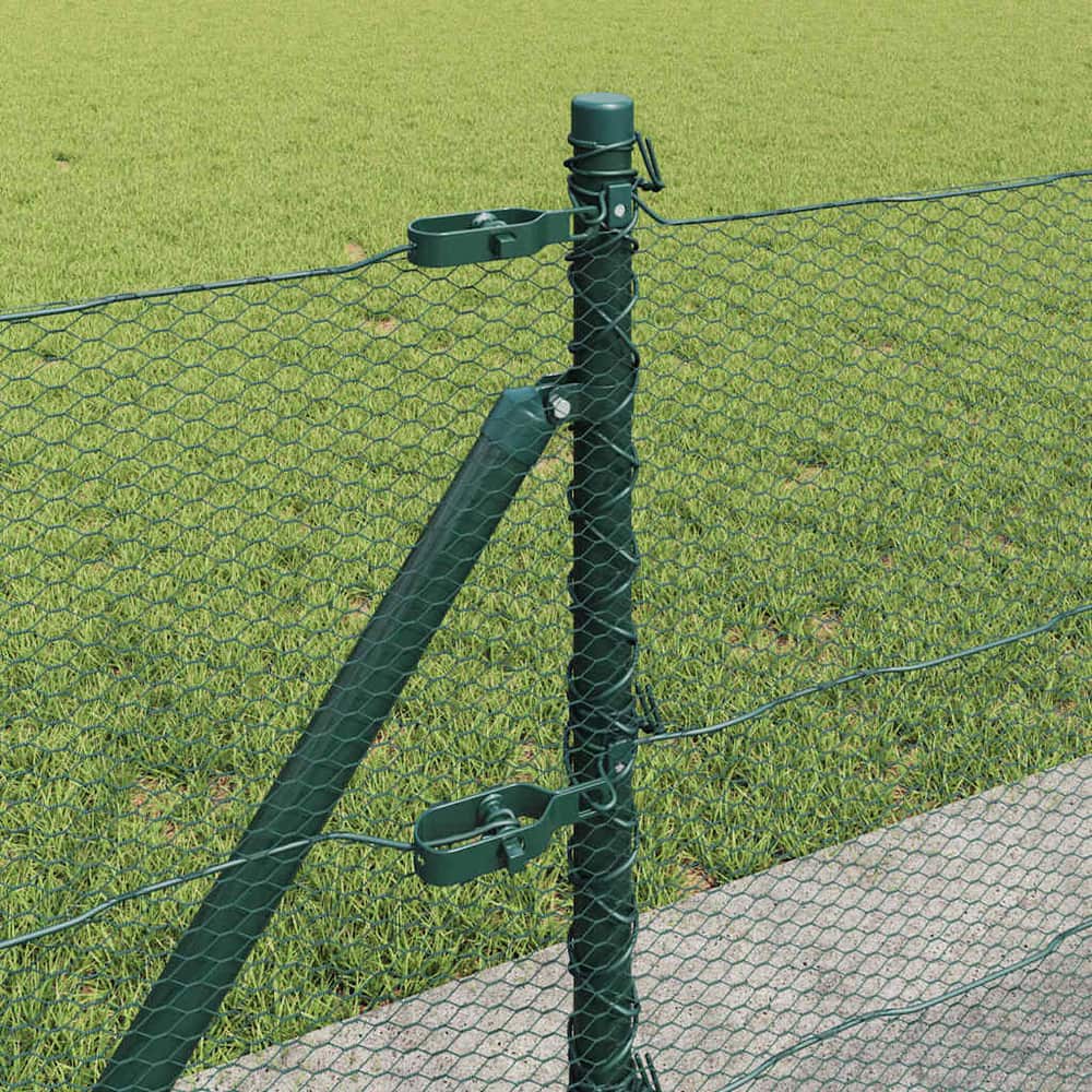 Hexagonal Fence Concrete Base PVC-Coated Steel mesh Size Green