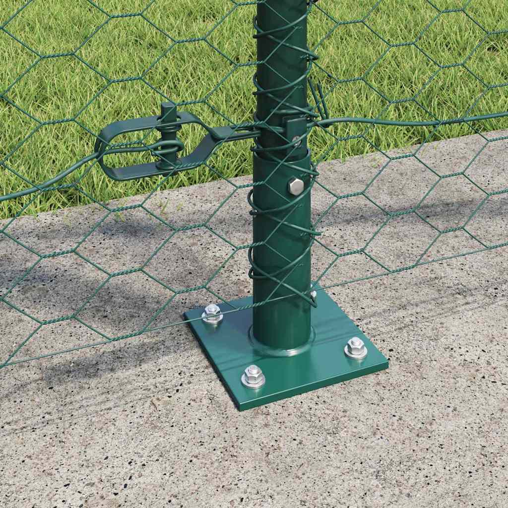 Hexagonal Fence with Concrete Base 50 x 1 m PVC-Coated Steel Green mesh Size 36 mm mesh 1.2 m