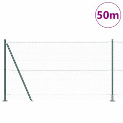Hexagonal Fence with Concrete Base 50 x 1 m PVC-Coated Steel Green mesh Size 36 mm mesh 1.2 m