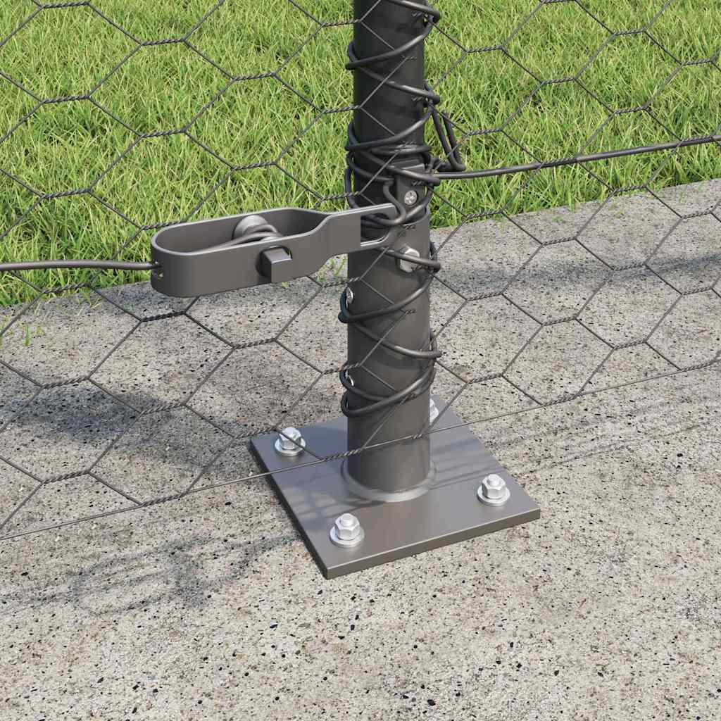 Hexagonal Fence with Concrete Base 10 x 1 m PVC-Coated Steel Grey mesh Size 36 mm mesh 1.5 m