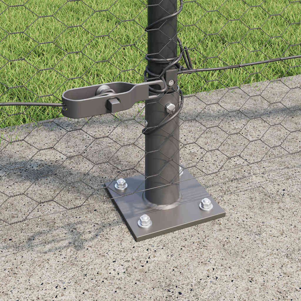 Hexagonal Fence with Concrete Base 50 x 1 m PVC-Coated Steel Grey mesh Size 25 mm mesh 1.4 m
